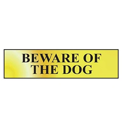 Image of Scan SCA6050 Self adhesive brass effect sign Beware of the dog 200 x 50mm