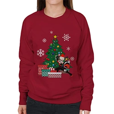 Image of Cloud City 7 Katsuki Bakugo Around The Christmas Tree My Hero Academia Women&#039;s Sweatshirt Cherry Red