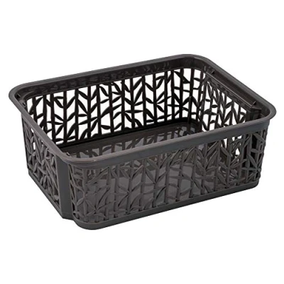 Image of BranQ Home essential Universal, multifunctional, adjustable storage basket in bamboo design, BPA free plastic, size S 2.5 litres, 1 piece, anthracite