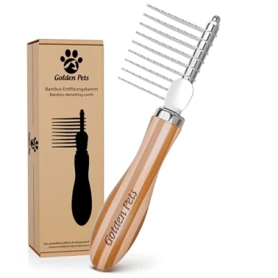 Image of Golden Pets Detangling Comb I Dog &amp; Cat Brush Medium to Long Hair Suitable for Small Large Animals Rounded Tines + Free Care Manual (English language not guaranteed)