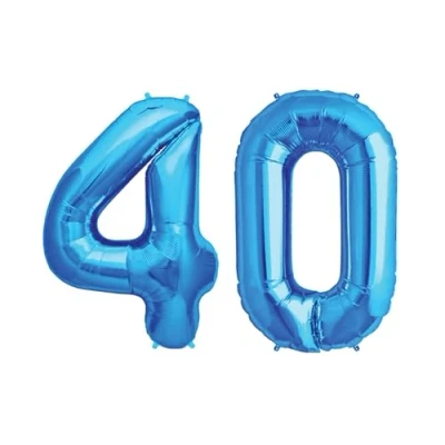 Image of Blue Number 40 Large Helium Foil Balloon Birthday Party Wedding Anniversary Decoration 101cm