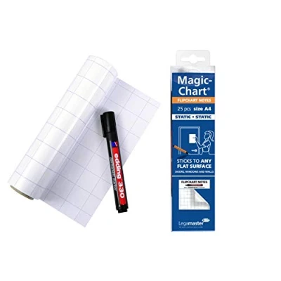 Image of Legamaster Magic Chart Flipchart Notes 25 Repositionable A4 Sheets Incl. 1 Permanent Marker
