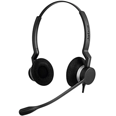 Image of Jabra Biz 2300 USB A UC On Ear Stereo Headset Unified Communications Certified Noise cancelling and Corded Headphone with Call Control Unit for Deskphones Softphones
