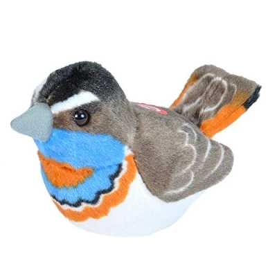 Image of Wild Republic 19502 Bluethroat with Authentic Bird Sound, Soft Toy for Kids, 13cm, Blue Grey Orange