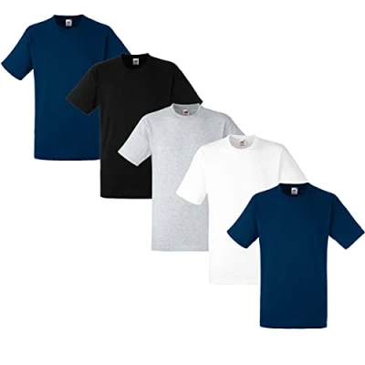 Image of Fruit of the Loom Men&#039;s T Shirt, Heavy Cotton, M, L, XL, XXL, 3XL, Various Colour Sets, Pack 5, 3XL
