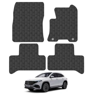 Image of 5mm Rubber Car Mats Compatible With Mercedes Benz EQA (2021+) Tailored Fit Floor Set Accessory Custom Anti Slip Backing Heavy Duty Waterproof Easy Clean Durable All Weather Full Coverage
