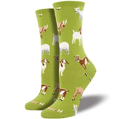 Image of Socksmith Womens Fern Green &#039;Silly Billy&#039; Goat design socks One Size lover gift stocking filler
