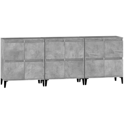 Image of vidaXL Sideboards 3 pcs Concrete Grey 60x35x70 cm Engineered Wood
