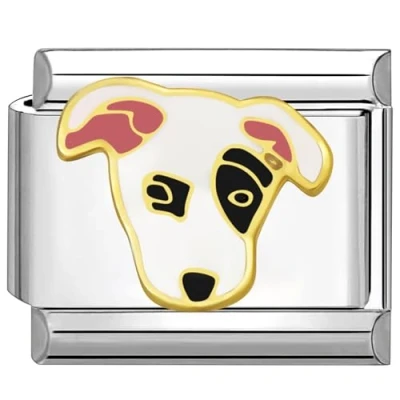 Image of Quiges 9mm Italian Style Charm Link Module Stainless Steel Dog Jack Russell for Bracelets