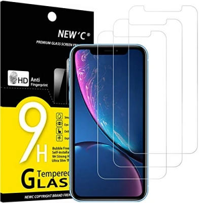 Image of NEW&#039;C 3 Pack Designed for iPhone 11 and XR (6.1&quot;) Screen Protector Tempered Glass,Case Friendly Scratch proof, Bubble Free, Ultra Resistant