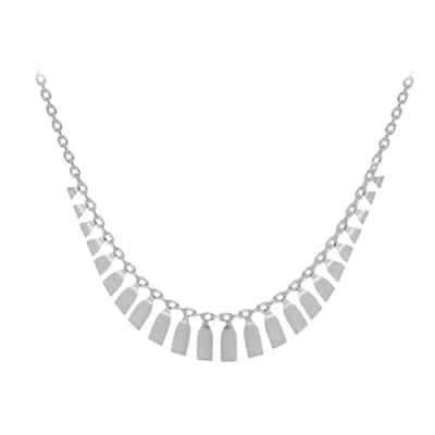 Image of Tuscany Silver Women&#039;s Sterling Graduated Textured Cleopatra Trace Adjustable Chain Necklace 41cm/16&quot; 43cm/17&quot;