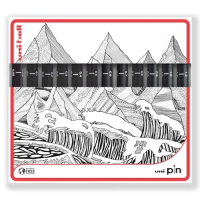 Image of uni ball PIN Fineliners Black Fine Tipped Writing Pens Water &amp; Fade Resistant Ink Ideal for Sketching, Scrapbooking, Outlining, Art, Technical Drawing In Gift Box (Pack of 12, Mixed)