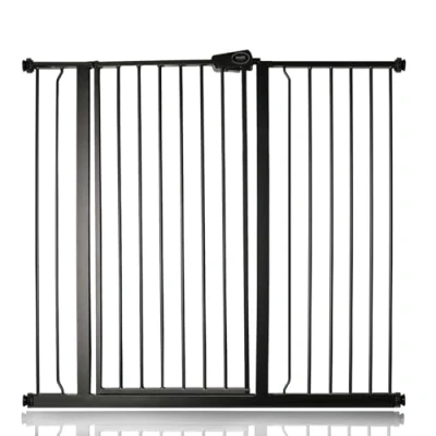 Image of Bettacare Child and Pet Gate, 113.8cm 121.4cm, Matt Black, Extra Tall Gate 104cm in Height, Pressure Fit Stair Baby suitable for Dog or Barrier, Easy Installation