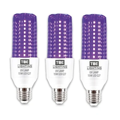 Image of TBE LIGHTING UV LED Bulb 15w Ultra Violet Black Light Bulbs 3 Pack E27 Standard Screw Fitting 395 400nm wavelength, Energy Saving Long Life 20,000Hrs Expectancy