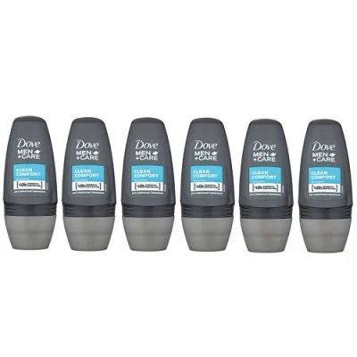 Image of 6 x Dove Men + Care Deodorant, Clean Comfort Roll On 50 ml