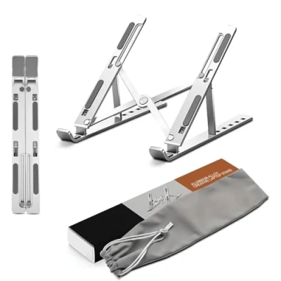 Image of K MART Laptop Stand for Desk, Adjustable Aluminum Riser Desk &amp; Bed, Air Ventilated Portable Stand, Compatible with MacBook, Dell, HP, and 10 15.6