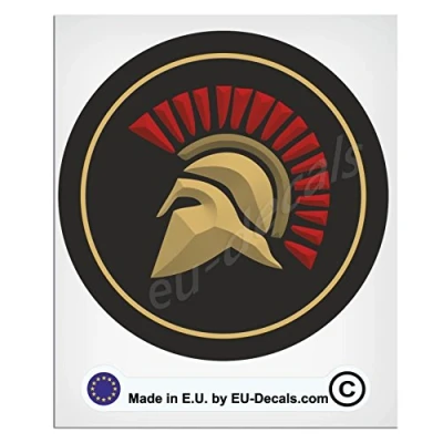 Image of 100mm 4&#039;&#039; round Spartan Helmet full colored mod Laminated Decal Sticker by MioVespa Collection