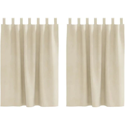 Image of vidaXL Blackout Curtains with Hanging Loops 2 pcs Cream Velvet