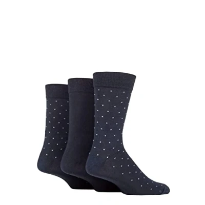 Image of Mens 3 Pair SOCKSHOP TORE 100% Recycled Pin Dot Cotton Socks Navy 7 11
