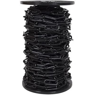 Image of 30mtr Reel Black 6mm Plastic Link Chain, Decorative Garden Decking Barrier Health &amp; Safety Fence