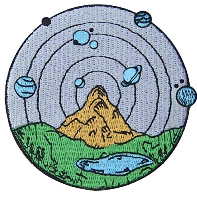 Image of Montain and Outer Space Patch Explore Outdoor Embroidered Badge Iron On Sew Emblem