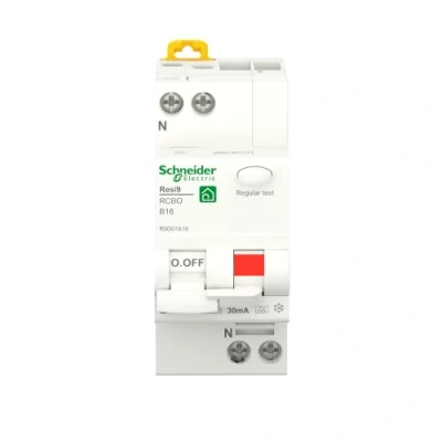 Image of Schneider Electric FI LS RESI9 1P + N 16A B 30MA Type A 6KA, R9D01616