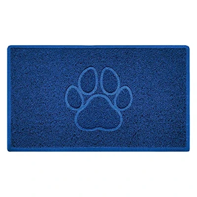 Image of Nicoman PAW Shape Cat Litter Box Mat, Dog Food Feeding Tray Matt, Non Slip, Easy Clean, Washable(75x44cm,Medium),BLUE