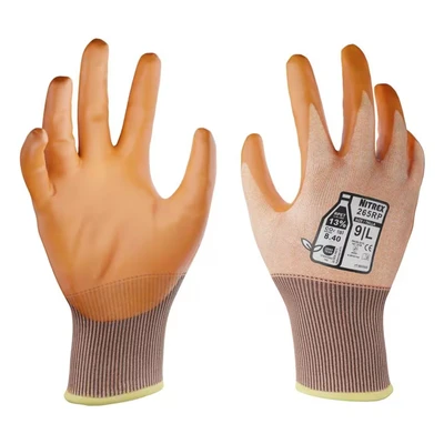 Image of NITREX 265RP Cut Resistant Work and Safety Gloves 5 Pairs General Handling Foam Nitrile Palm Coated Oils Grease Mechanical Industrial Protection Size 6