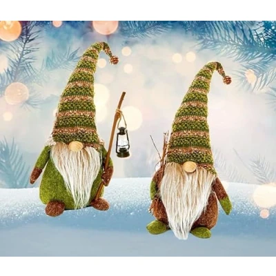 Image of Shop4allsorts Rustic Forest Christmas Gonk Small 28cm Sitting With Twigs &amp; Green Knitted Hat One Supplied
