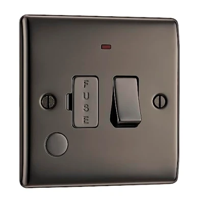 Image of BG Electrical Nexus Metal 13A Switched Fused Connection Unit With Neon &amp; Outlet Black Nickel