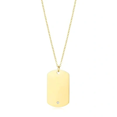 Image of Philip Jones Men&#039;s Gold Plated Steel Dog Tag Necklace Created with Zircondia® Crystals