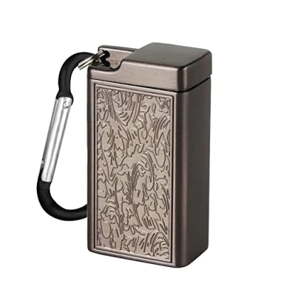 Image of Portable Ashtray Pocket Size Mini with Lid, Smell Proof Cigarette Handbag Keychain Ash Tray for Outdoor Indoor Travel Use, Black