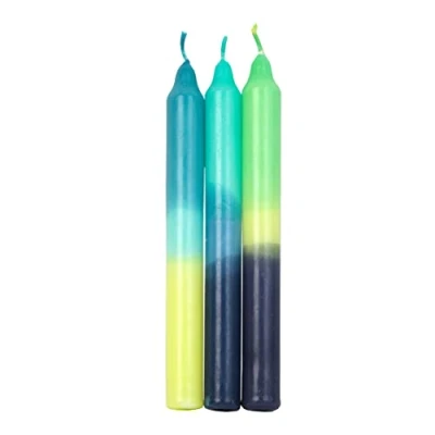 Image of Talking Tables Ombre Tapered Dinner Candles Unscented Blue Yellow and Green 3 Pack,,Marble Blue,Large