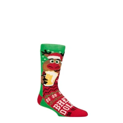 Image of Mens 1 Pair SOCKSHOP Heat Holders 1.6 TOG Lite Christmas Socks Brew Dolph 6 11