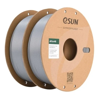 Image of eSUN PLA+ Filament 1.75mm, ePLA+HS High Speed 3D Printer Dimensional Accuracy +/ 0.03mm, 1KG per Spool, 2 Spools for Printers,Silver and Silver