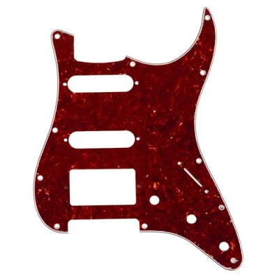 Image of Musiclily Pro 11 Hole Modern Style Strat HSS Pickguard for American Stratocaster Guitar, 4Ply Vintage Tortoise