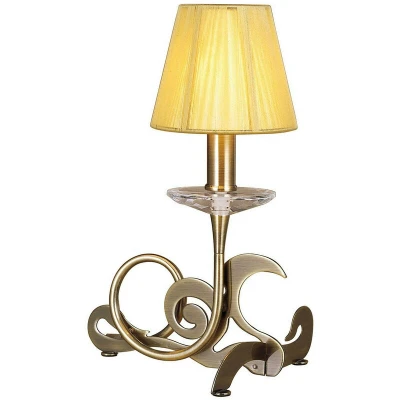 Image of Acanto Table Lamp 1 Light E14, Antique Brass With Amber Cream Shade