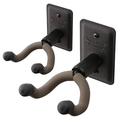 Image of String Swing Guitar Hanger Holder for Electric Acoustic and Bass Guitars Stand Accessories Home or Studio Wall Musical Instruments Safe without Hard Cases Black Heavy Duty Steel BCC11K