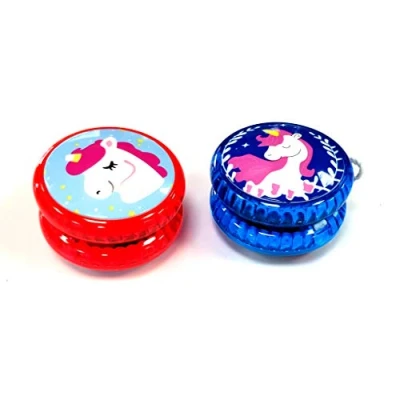Image of PACK OF 2 YOYO MAGIC SPINNER TRICK KIDS GAME WHEEL AUTO LIGHT UP/CLUTCH WITH STRING UP UNICORN