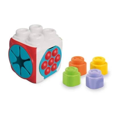 Image of Clementoni Baby Soft Blocks Clemmy Sensory Activity Cube Building Blocks, for Kids 6 Months, Bricks Washable, Construction Set, Development &amp; Toy, Made In Italy, 17902