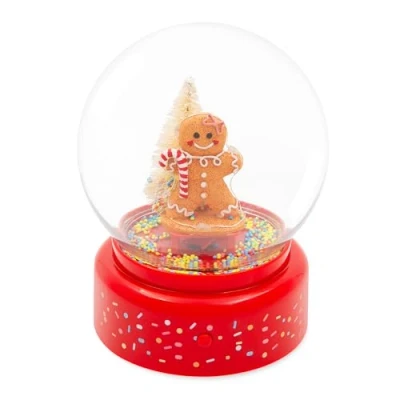 Image of The Christmas Workshop Musical Snow Globes/Light Up Gingerbread Man or Santa with Swirling / 8 Festive Songs/Battery Powered (18.5 x 13 13cm, Man)
