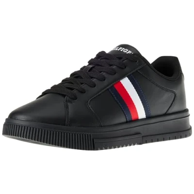 Image of Tommy Hilfiger Supercup Stripes Trainers, Men&#039;s, Size: 10, Black Leather