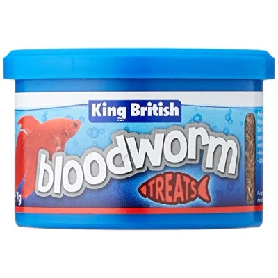 Image of King British Bloodworm Treats For All Coldwater, Tropical, &amp; Marine Fish, Turtles, Terrapins High Protein Iron Provides Excellent Colour Condition Complementary 7g