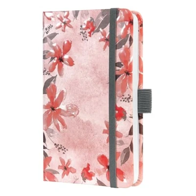 Image of SIGEL J5336 Jolie Weekly Planner 2025, Design Loose Florals Lilac, 9,5 x 15 cm, hardcover, 174 Pages, Rose, Grey