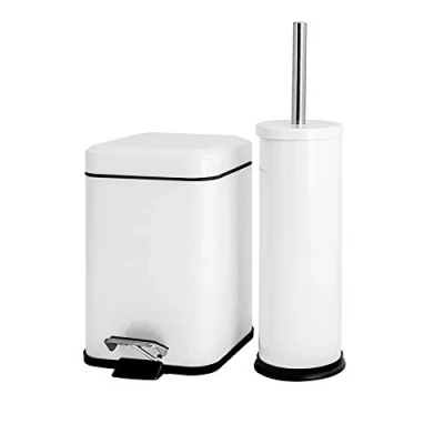 Image of White Mismatched Toilet Brush &amp; Bin Set By Harbour Housewares