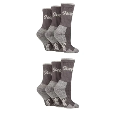 Image of Jeep Womens Cotton Boot Socks Luxury Terrain Calf Length Plain with Logo,Ribbed, Cushioned &amp; Chunky for Walking, Hiking, Trekking the Outdoors Size 4 8 6 Pair Multipack Slate