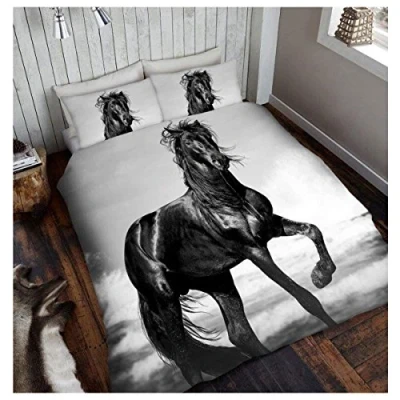 Image of GC GAVENO CAVAILIA Wildlife 3D Duvet Cover, Animal Bedding Sets, Polycotton Quilt Bed Set, Horse, King
