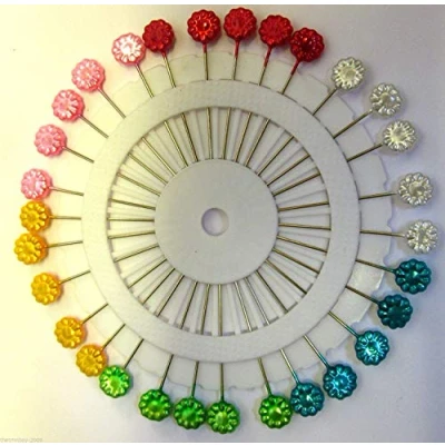 Image of Plastic Headed Extra Long Pins Assorted Colours Daisy
