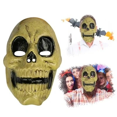 Image of HOVUK Halloween Skull Mask Adults 24cm Skeleton for Kids and Adults, Festival Party Costume, Face Mask, Scary Headgear, One Size