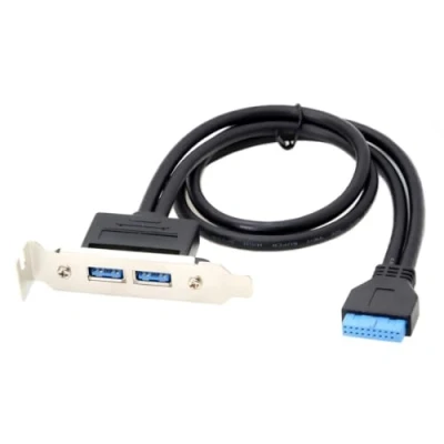 Image of chenyang USB 3.0 Front Panel Header 19/20Pin 1 Male to 2 Female Chassis Back Port Extension Cable 50cm with 80mm PCI E Slot Bracket